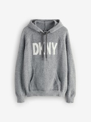 DKNY Grey Boucle Knit Hoodie & Pant Lounge Set - Image 2 of 3