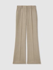 Reiss Brown Check Vida Petite Wool Wide-Leg Houndstooth-Check Trousers - Image 2 of 8