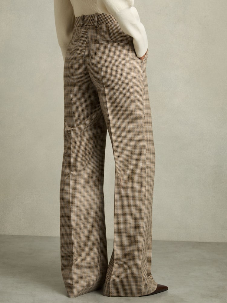 Reiss Vida Wool Wide-Leg Houndstooth-Check Trousers - Image 5 of 8