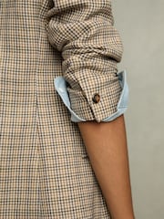 Reiss Brown Check Vida Petite Wool Double-Breasted Houndstooth-Check Blazer - Image 7 of 9