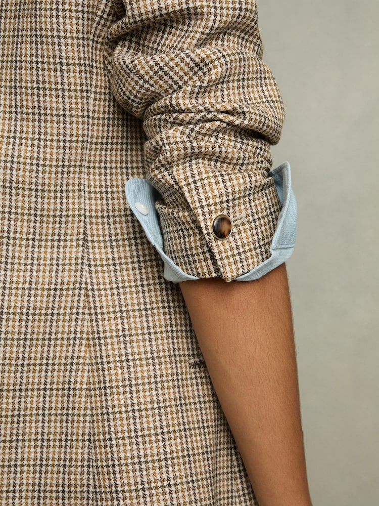 Reiss Vida Wool Double-Breasted Houndstooth-Check Blazer - Image 7 of 9