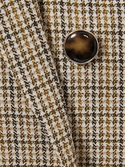 Reiss Brown Check Vida Petite Wool Double-Breasted Houndstooth-Check Blazer - Image 8 of 9