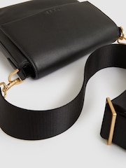 Reiss Black Selena Leather Flap Crossbody Bag - Image 5 of 5