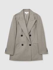 Reiss Grey Darla Wool Oversized Double-Breasted Blazer - Image 3 of 7