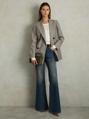 Reiss Grey Darla Wool Oversized Double-Breasted Blazer - Image 4 of 7