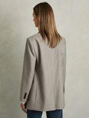 Reiss Grey Darla Wool Oversized Double-Breasted Blazer - Image 6 of 7