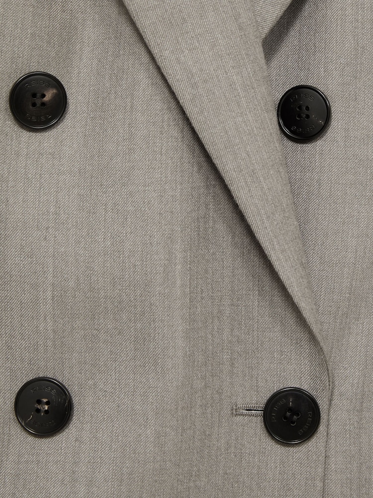 Reiss Grey Darla Wool Oversized Double-Breasted Blazer - Image 7 of 7