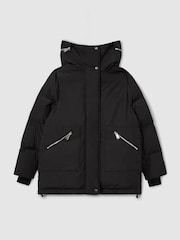 Reiss Black Lexie Concealed-Hood Puffer Coat - Image 2 of 8