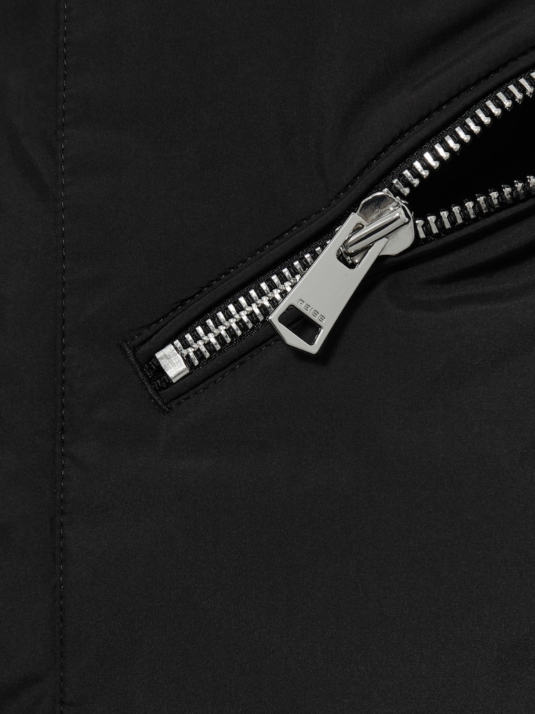 Reiss Black Lexie Concealed-Hood Puffer Coat - Image 8 of 8