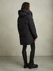Reiss Black Lexie Petite Concealed-Hood Puffer Coat - Image 6 of 9