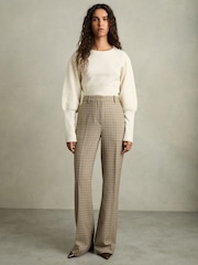 Reiss Vida Wool Ample Pied-de-poule-Carreaux Pantalons - Image 3 of 7