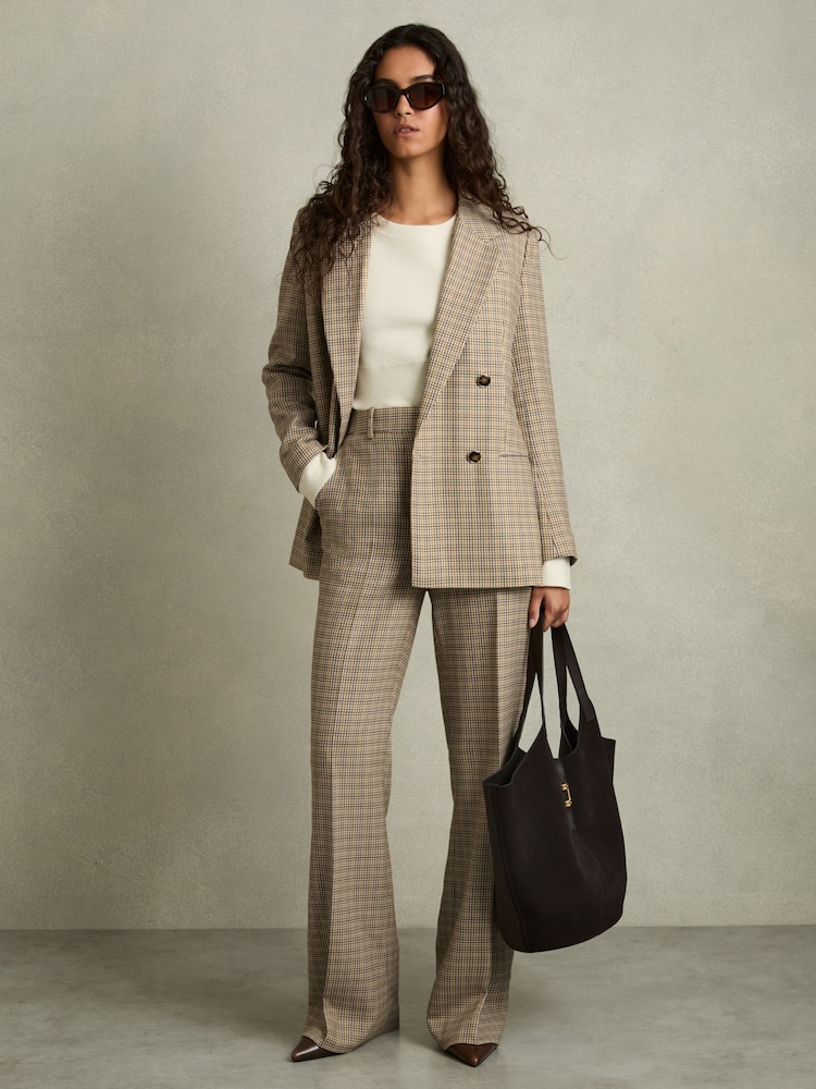 Reiss Vida Wool Double boutonnage Pied-de-poule-Carreaux Blazer - Image 3 of 8