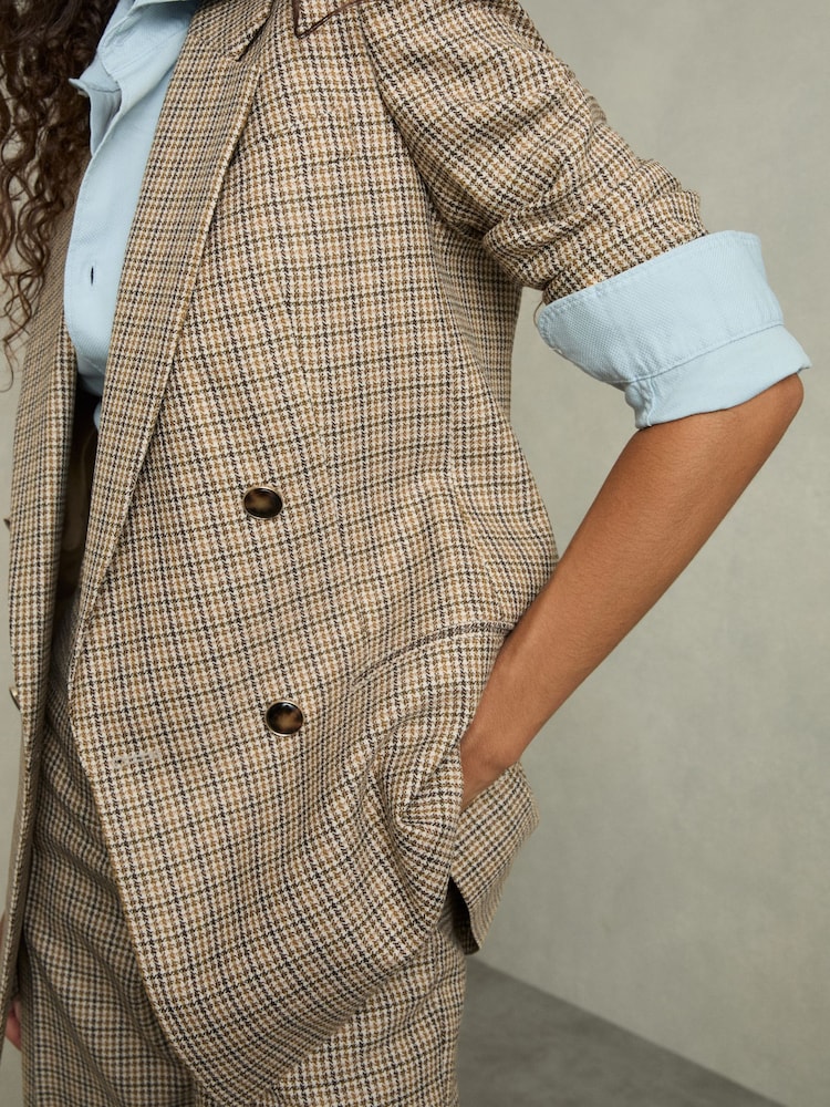 Reiss Vida Wool Double boutonnage Pied-de-poule-Carreaux Blazer - Image 4 of 8