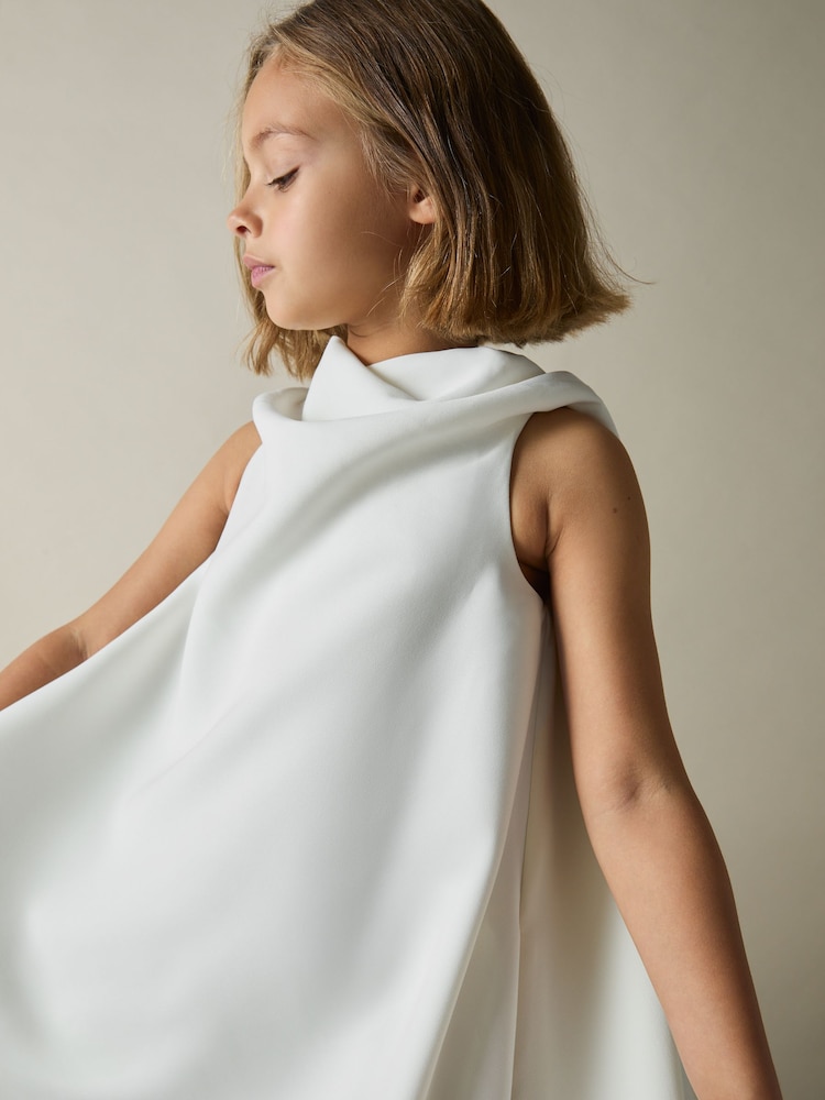 Reiss Ivory Shauna 9-13 yrs High-Neck Drape Back Dress - Image 1 of 4 Reiss Ivory Shauna 9-13 yrs High-Neck Drape Back Dress - Image 1 of 4