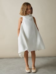 Reiss Ivory Shauna 9-13 yrs High-Neck Drape Back Dress - Image 3 of 4