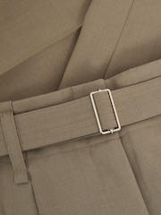 Reiss Neutral Clara Petite Wool Belted Wide-Leg Trousers - Image 6 of 7