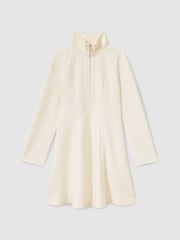 Reiss Cream Krysta ZIp-Neck Interlock-Jersey Dress - Image 2 of 6
