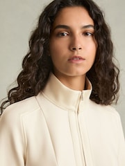 Reiss Cream Krysta ZIp-Neck Interlock-Jersey Dress - Image 4 of 6