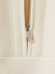 Reiss Cream Krysta ZIp-Neck Interlock-Jersey Dress - Image 6 of 6