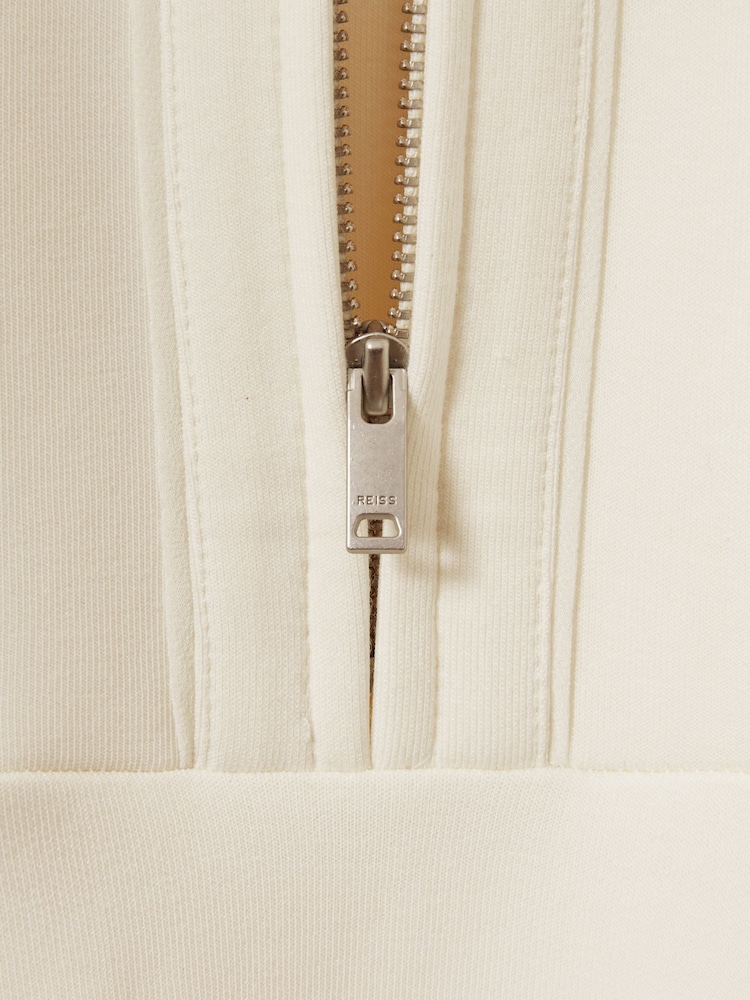Reiss Cream Krysta ZIp-Neck Interlock-Jersey Dress - Image 6 of 6