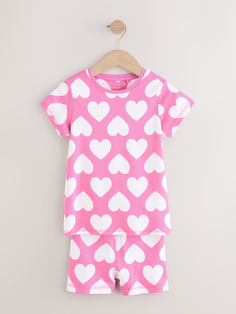 Pink/white heart star Short Pyjamas 3 Pack (9mths-12yrs) - Image 4 of 7