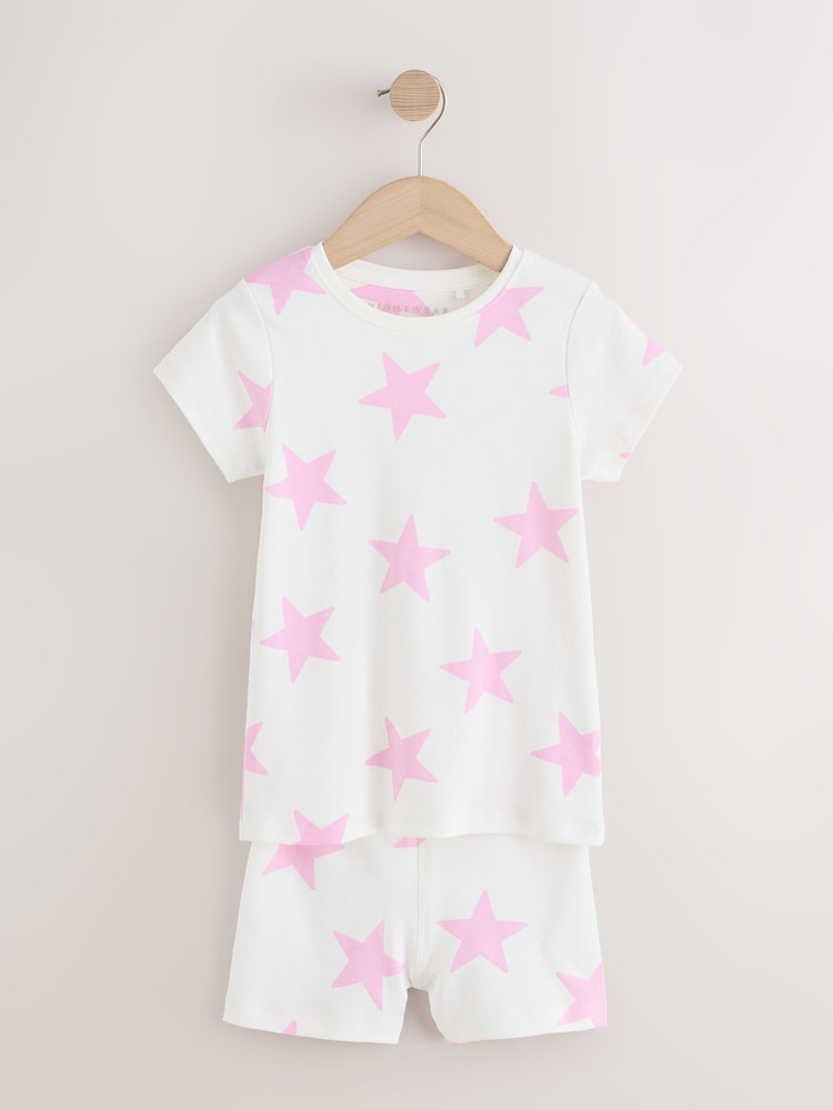Pink/white heart star Short Pyjamas 3 Pack (9mths-12yrs) - Image 5 of 7