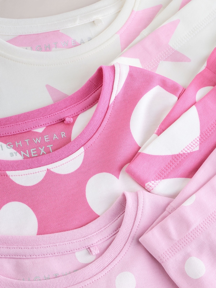 Pink/white heart star Short Pyjamas 3 Pack (9mths-12yrs) - Image 7 of 7