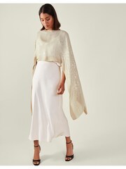 Accessorize Natural Sequin Embellished Poncho - Image 1 of 4