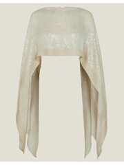Accessorize Natural Sequin Embellished Poncho - Image 4 of 4