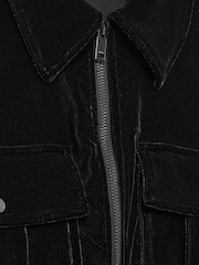 Reiss Black Vinnia Patch-Pocket Velvet Jumpsuit - Image 6 of 6