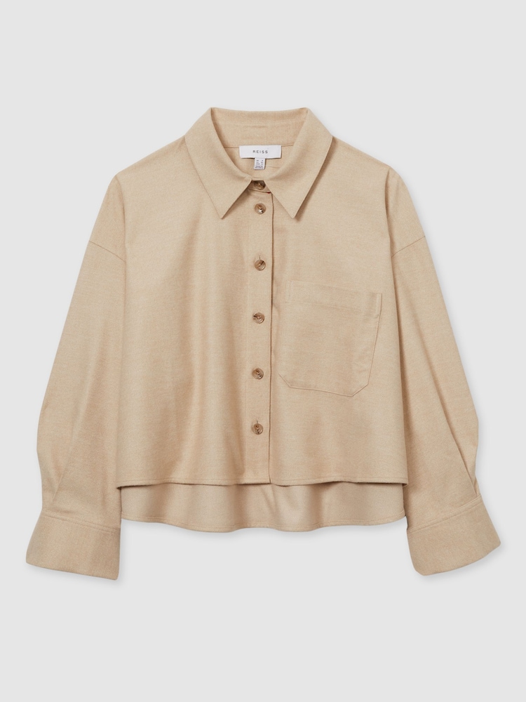 Reiss Stone Lenny Cropped Flannel Shirt - Image 2 of 6