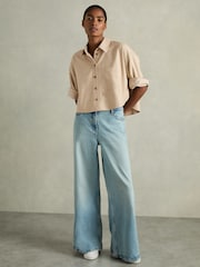 Reiss Stone Lenny Cropped Flannel Shirt - Image 3 of 6