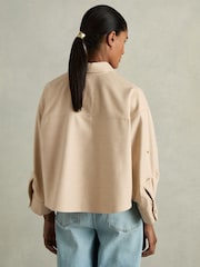 Reiss Stone Lenny Cropped Flannel Shirt - Image 5 of 6