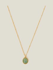 Accessorize Gold Plated 14ct Aventurine Healing Pendant Necklace - Image 1 of 2