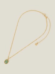 Accessorize Gold Plated 14ct Aventurine Healing Pendant Necklace - Image 2 of 2