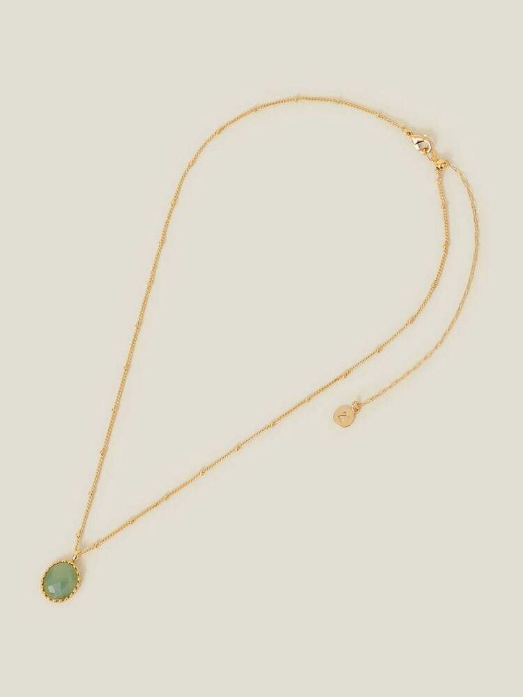 Accessorize Gold Plated 14ct Aventurine Healing Pendant Necklace - Image 2 of 2
