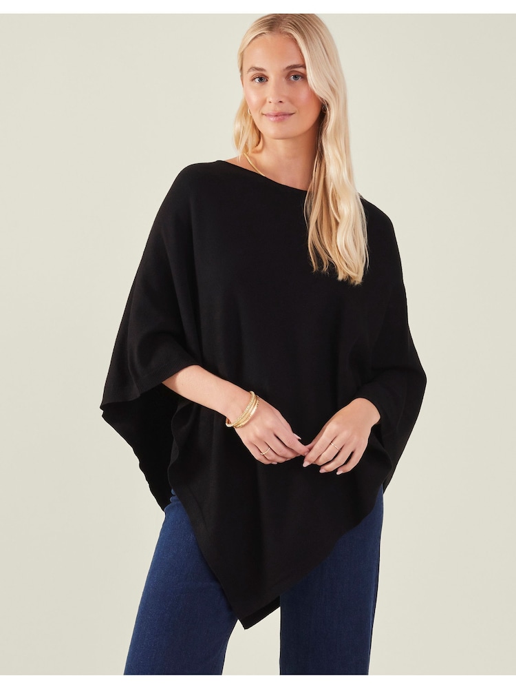 Accessorize Black Knit Poncho - Image 1 of 4 Accessorize Black Knit Poncho - Image 1 of 4