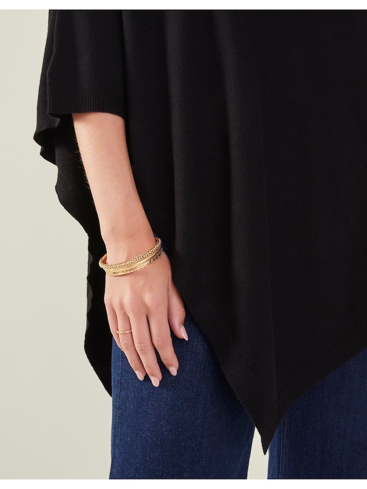 Accessorize Black Knit Poncho - Image 2 of 4 Accessorize Black Knit Poncho - Image 2 of 4