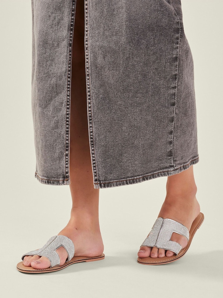 Accessorize Silver Sparkle Cut-Out Sliders - Image 1 of 2 Accessorize Silver Sparkle Cut-Out Sliders - Image 1 of 2