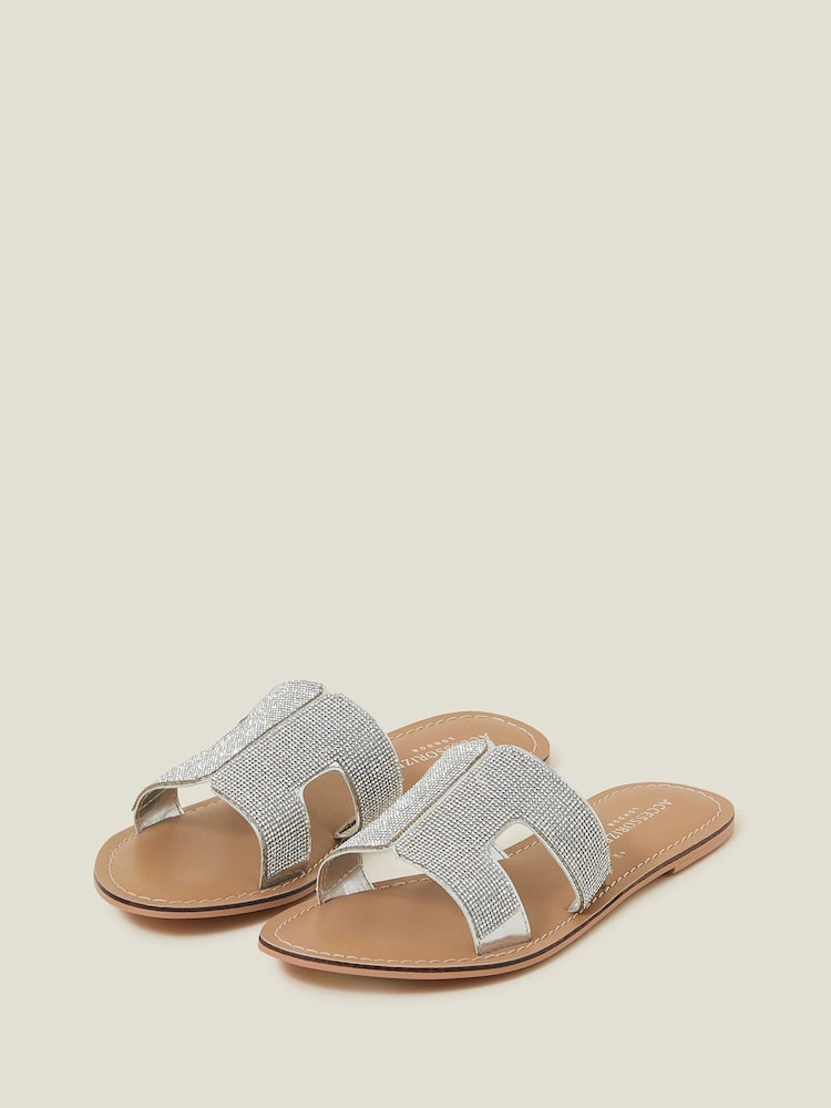 Accessorize Silver Sparkle Cut-Out Sliders - Image 2 of 2 Accessorize Silver Sparkle Cut-Out Sliders - Image 2 of 2