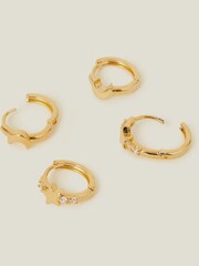Accessorize Gold Plated 14ct Celestial Huggie Hoop Earrings 2 Pack - Image 1 of 2