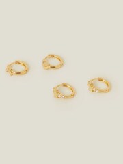Accessorize Gold Plated 14ct Celestial Huggie Hoop Earrings 2 Pack - Image 2 of 2