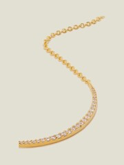Accessorize Gold Tone 14ct Curved Bar Necklace - Image 1 of 2