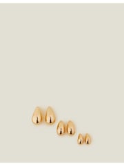 Accessorize Gold Tone Drop Curve Earrings 3 Pack - Image 2 of 3
