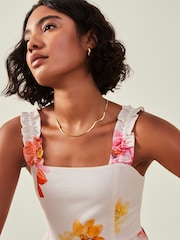 Accessorize Natural Floral Ruffle Strap Tiered Cotton/Linen Mix Maxi Dress - Image 2 of 4