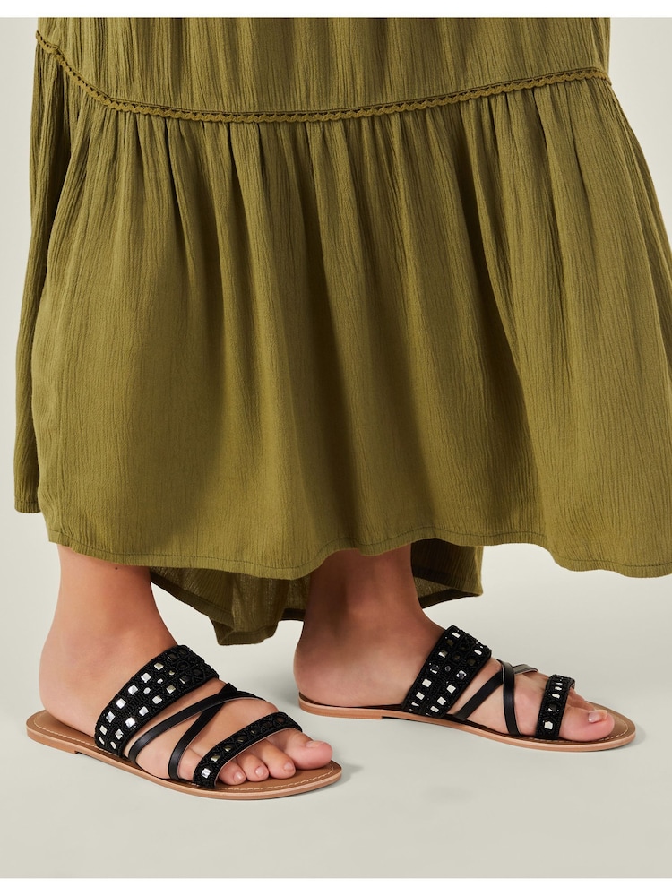 Accessorize Black Mirror Strap Sandals - Image 1 of 2