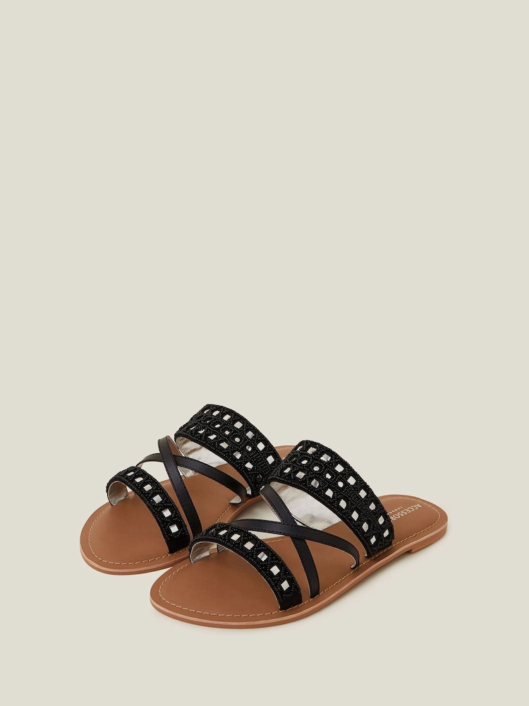 Accessorize Black Mirror Strap Sandals - Image 2 of 2
