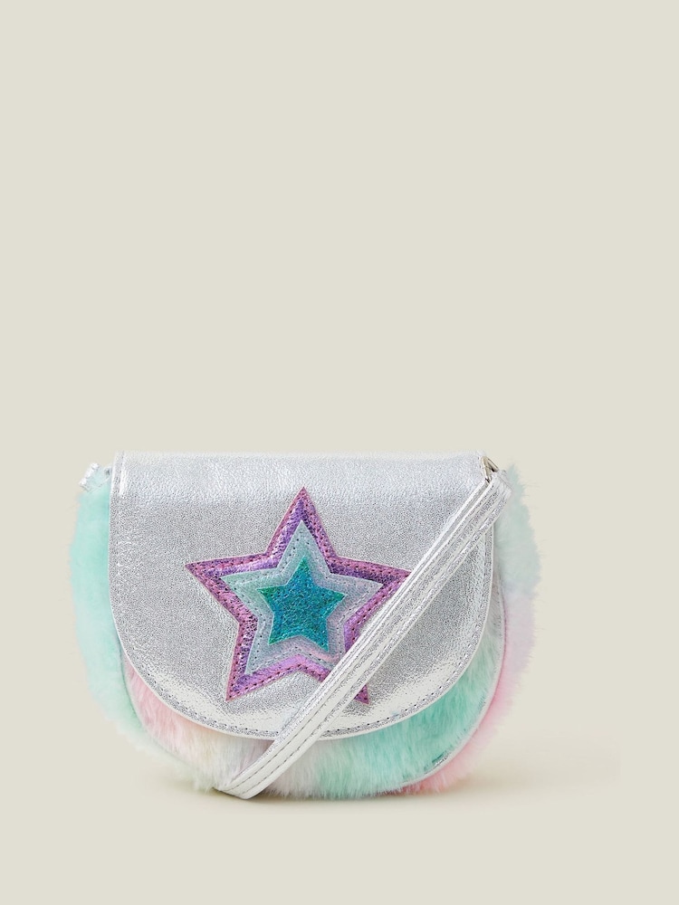 Angels By Accessorize Umhängetasche aus rosa Kunstpelz mit Stern - Bild 1 von 2