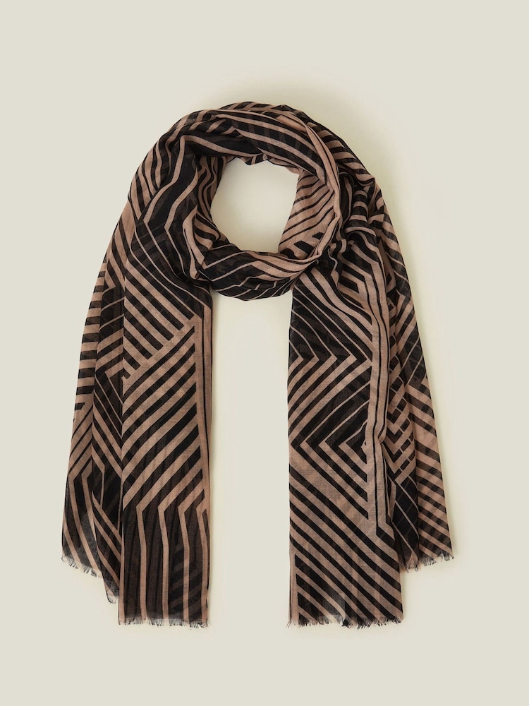 Accessorize Black Geometric Print Scarf - Image 1 of 3