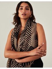 Accessorize Black Geometric Print Scarf - Image 3 of 3